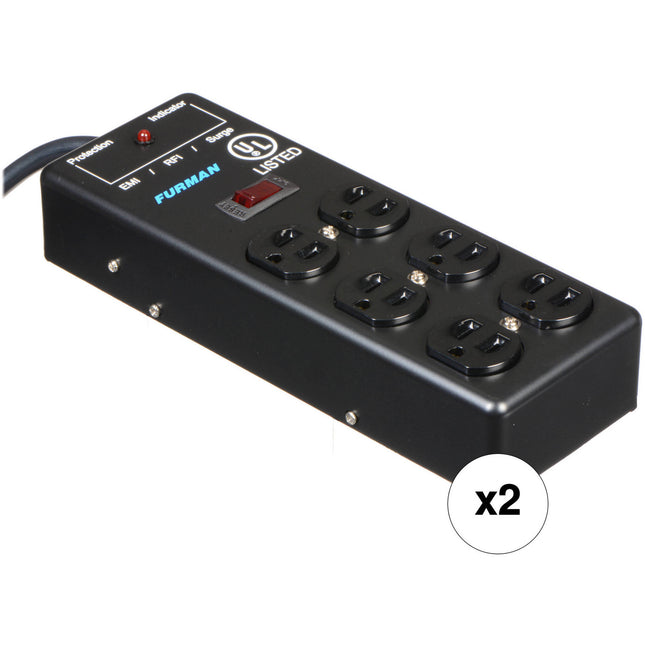 Furman Pro Plug Regleta Eléctrica 6 Tomas 15 Pies 540 Julios 2 Pack