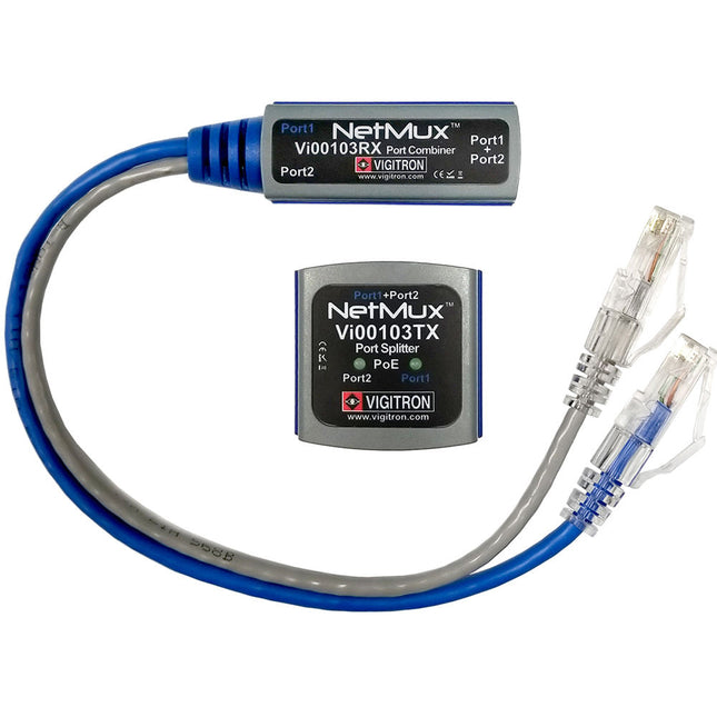 Vigitron Vi00103 NetMux Multiplexor de Puertos Ethernet y PoE 2 Dispositivos 37W
