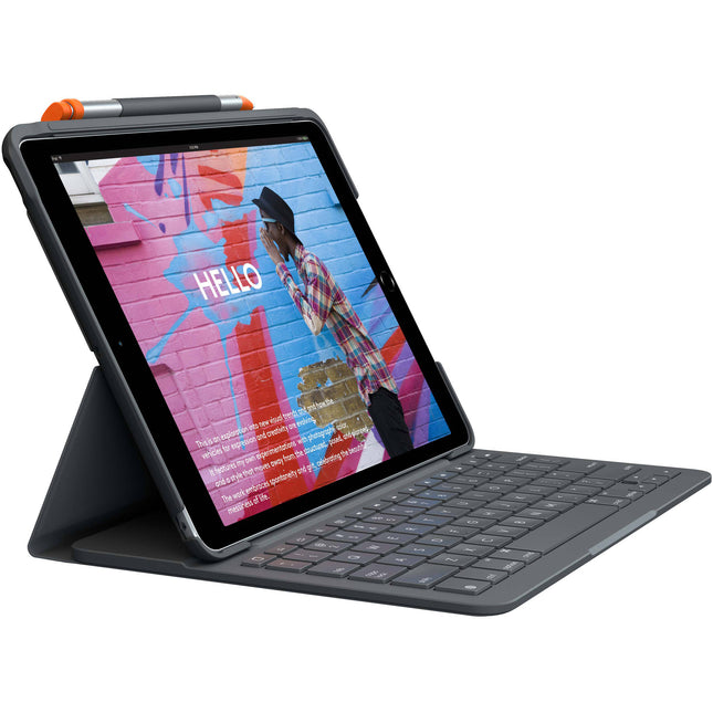 Logitech Slim Folio Funda Teclado Bluetooth para iPad 10.2" 9ª Gen con Ángulos de Visión Ajustables