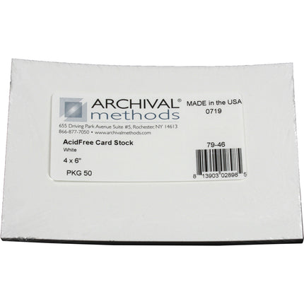 Archival Methods Cartulina Libre de Ácido 4x6 Pulg 290 GSM 50 Unidades Blanca