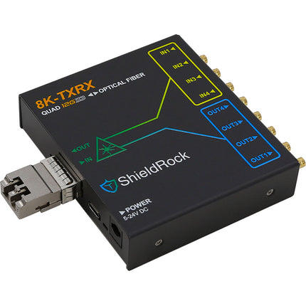 ShieldRock Quad 12G-SDI Extensor Óptico Transceptor SM QSFP+ 6.2 Millas 8K 48G