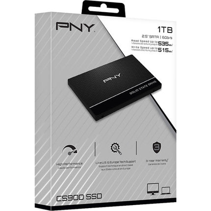 PNY 1TB CS900 SSD Interno SATA III 2.5" 535 MB/s Lectura 515 MB/s Escritura