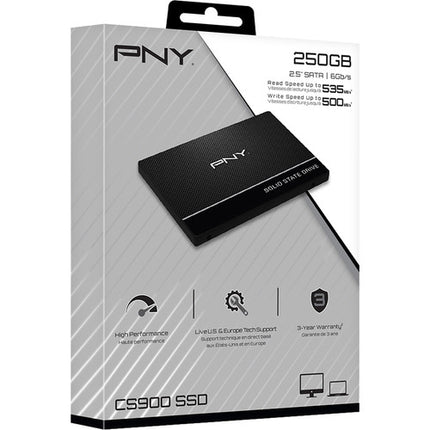 PNY 250GB CS900 SSD Interno SATA III 2.5" 535MB/s Lectura 500MB/s Escritura