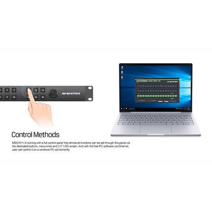 AVMATRIX 16x16 Matriz Switcher 3G-SDI con Escalado y Sincronizador 1 RU
