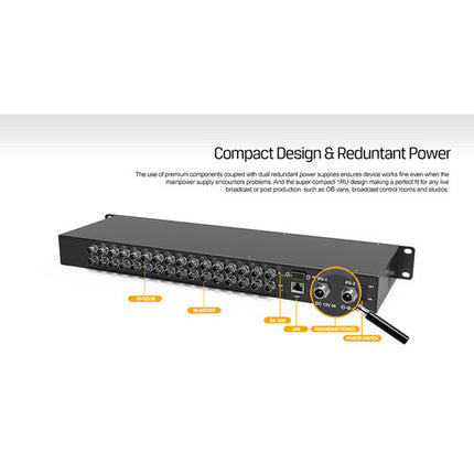 AVMATRIX 16x16 Matriz Switcher 3G-SDI con Escalado y Sincronizador 1 RU