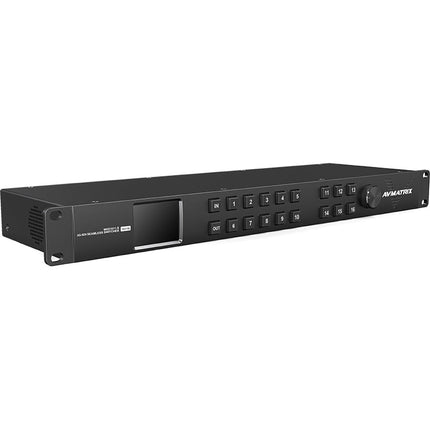 AVMATRIX 16x16 Matriz Switcher 3G-SDI con Escalado y Sincronizador 1 RU