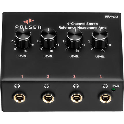 Polsen HPA-4X2 Amplificador de Auriculares Estéreo 4 Canales con Entradas RCA y 4 Salidas 1/4"