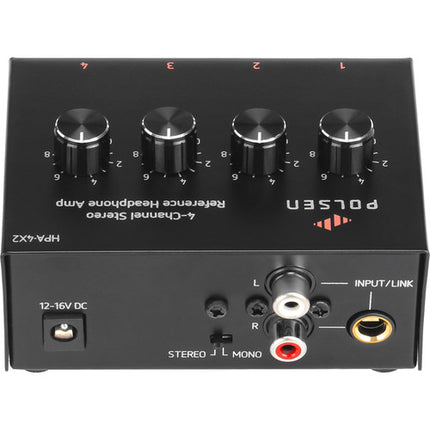 Polsen HPA-4X2 Amplificador de Auriculares Estéreo 4 Canales con Entradas RCA y 4 Salidas 1/4"