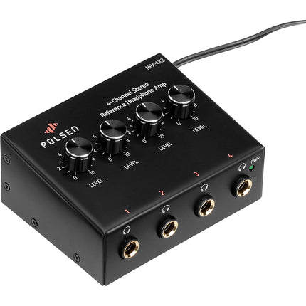 Polsen HPA-4X2 Amplificador de Auriculares Estéreo 4 Canales con Entradas RCA y 4 Salidas 1/4"