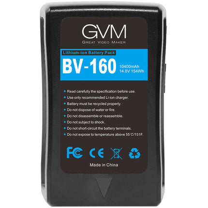 GVM Batería V-Mount BV-160 10400mAh 160Wh con D-Tap y Salidas DC