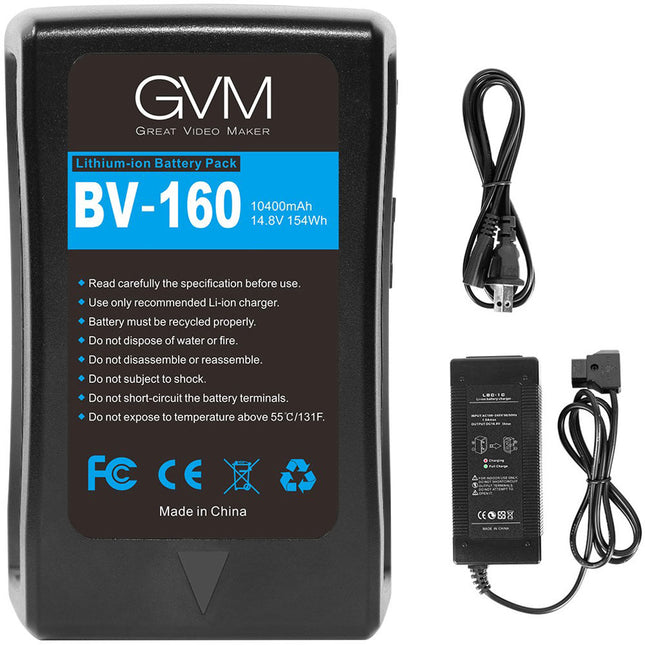GVM Batería V-Mount BV-160 10400mAh 160Wh con D-Tap y Salidas DC