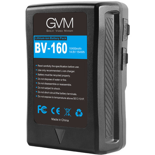 GVM Batería V-Mount BV-160 10400mAh 160Wh con D-Tap y Salidas DC