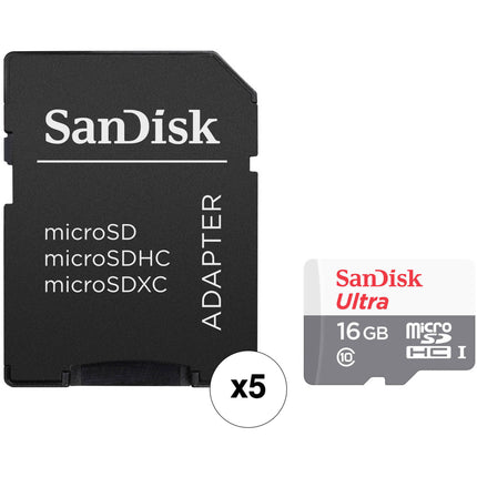SANDISK 16GB Ultra UHS-I microSDHC Tarjeta de Memoria Clase 10 5-Pack