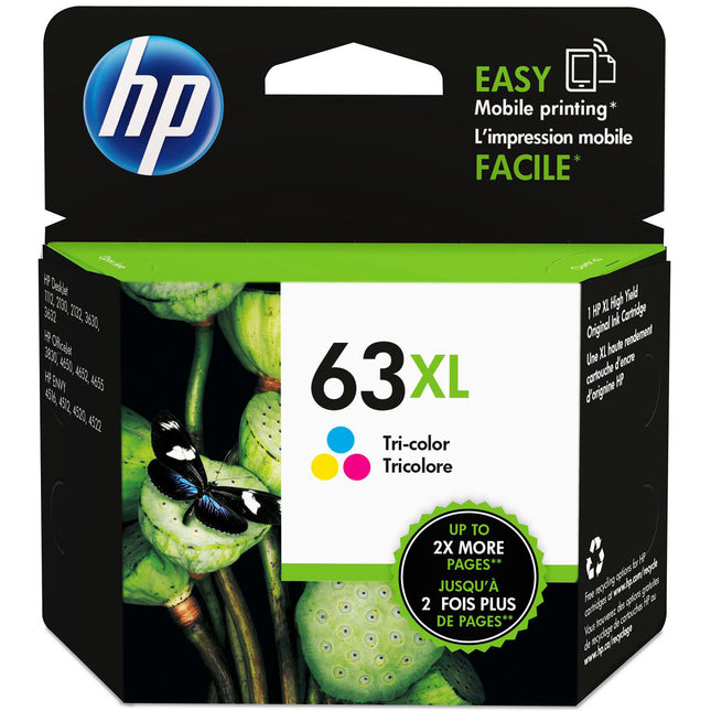 HP 63XL Cartucho de Tinta Tri-Color Alto Rendimiento para Impresoras All-In-One