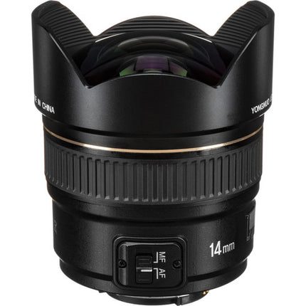 Lente Yongnuo YN 14mm f2.8N para Nikon F con autoenfoque y apertura f2.8