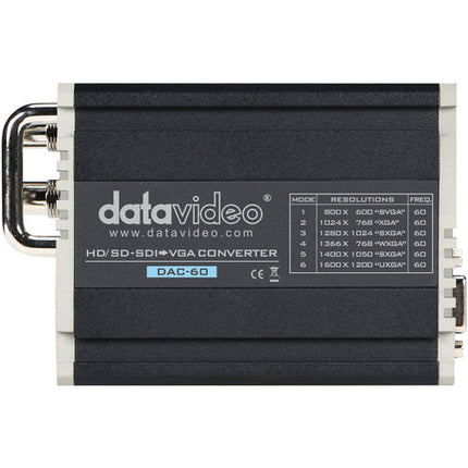 Datavideo DAC-60 Convertidor y Escalador SD HD 3G-SDI a VGA con Proc Amp y Detección Automática
