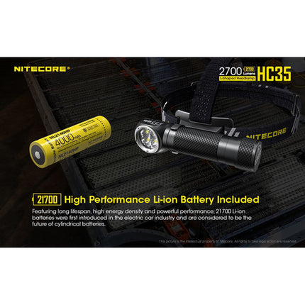Nitecore HC35 Linterna Frontal LED Recargable 2700 Lúmenes 21700mAh USB