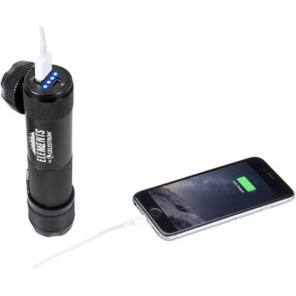 Celestron Elements ThermoTorch 3 Linterna LED Recargable 200 Lúmenes Power Bank 3350 mAh