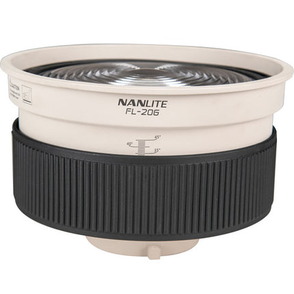 Nanlite Fresnel Lens para Forza 300 y 500 Lente de Vidrio 10-45° con Barndoor 8 Vías
