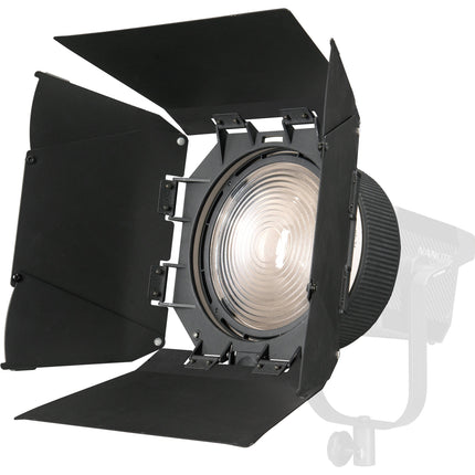 Nanlite Fresnel Lens para Forza 300 y 500 Lente de Vidrio 10-45° con Barndoor 8 Vías