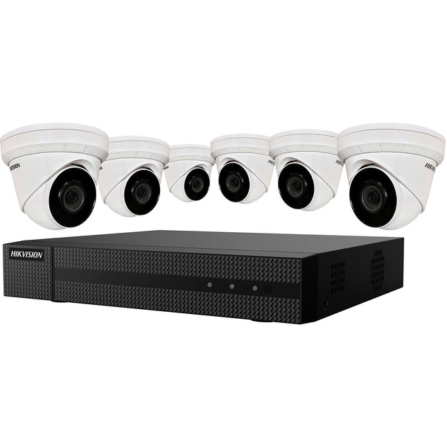 Hikvision EKI-K82T46 NVR 8 Canales 8MP 2TB HDD con 6 Cámaras Torreta 4MP Visión Nocturna