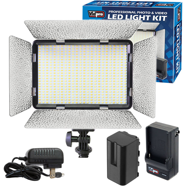 Vidpro LED-530 Kit de Luz Profesional On-Cámara Varicolor 528 LEDs 2300 Lux