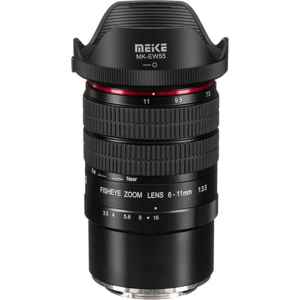 Meike MK-6-11mm f3.5 objetivo ojo de pez para Sony E con apertura f3.5-f16 y ángulo 180°