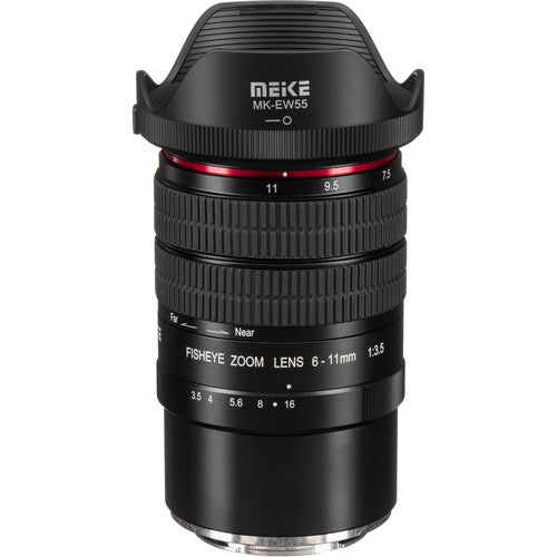 Meike MK-6-11mm f3.5 objetivo ojo de pez para Sony E con apertura f3.5-f16 y ángulo 180°