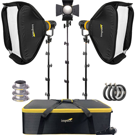 Genaray Torpedo Bi-Color LED Kit con 3 Fresnels 3200-5600K y Estuches con Ruedas