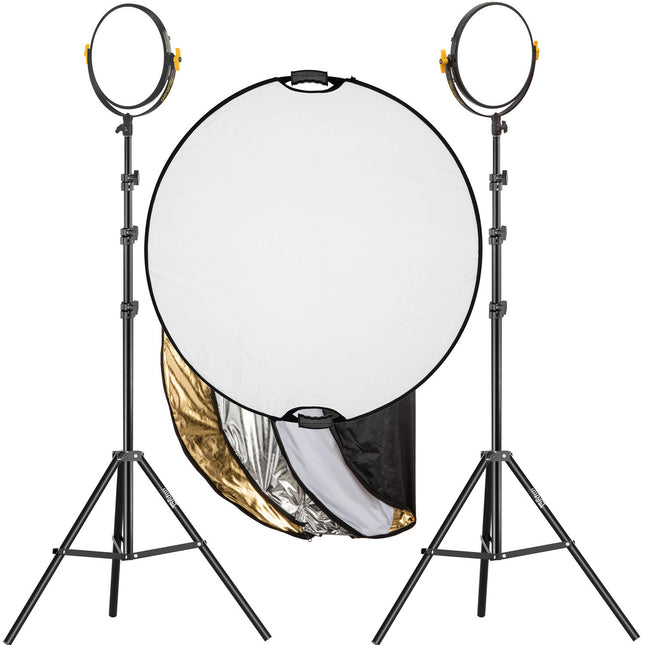 Genaray Kit de Iluminación Audición 2 Luces LED Bi-Color 11" Soporte 10'