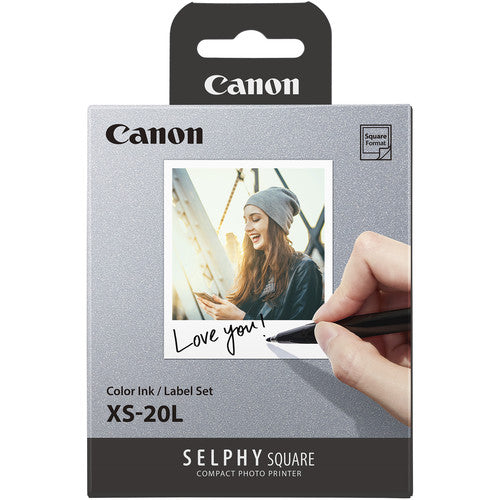 Set Canon SELPHY Color Ink XS-20L Papel Fotográfico 2.7x2.7 Pulgadas 20 Hojas