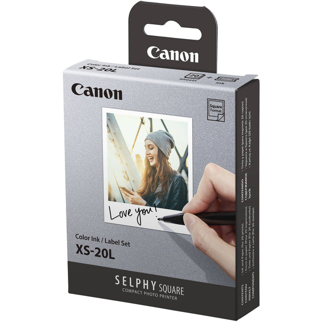 Set Canon SELPHY Color Ink XS-20L Papel Fotográfico 2.7x2.7 Pulgadas 20 Hojas