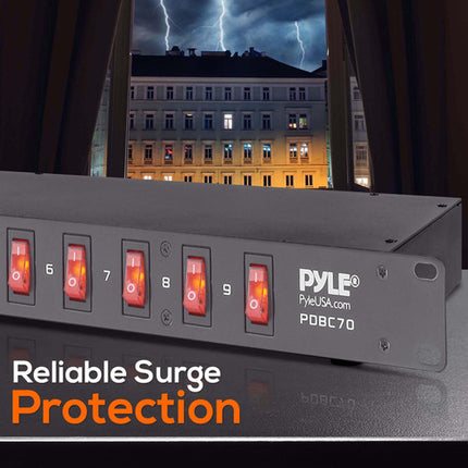 Pyle Pro PDBC70 Regleta para Rack 19" Protector Sobretensión Filtro AC Negro