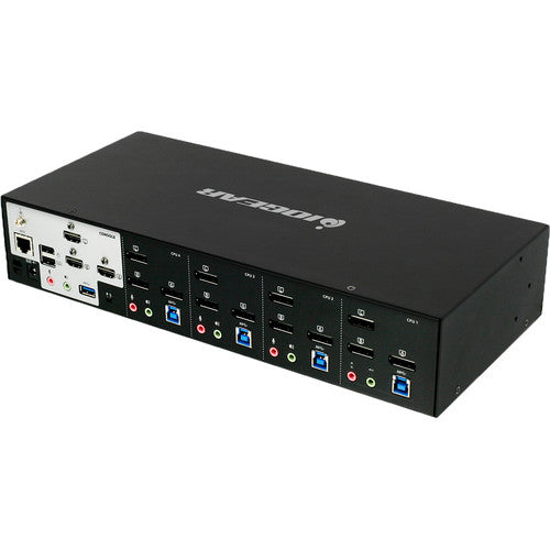 IOGEAR 4-Port 4K Triple View DisplayPort KVMP Switch con Hub USB 3.0 y soporte 4096x2160