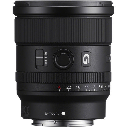 Sony FE 20mm f/1.8 G Lente Full Frame f/1.8 a f/22 con Capucha y Estuche