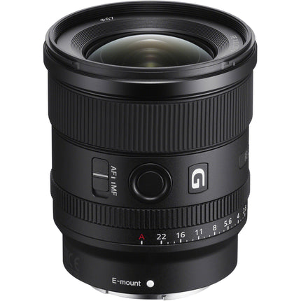 Sony FE 20mm f/1.8 G Lente Full Frame f/1.8 a f/22 con Capucha y Estuche