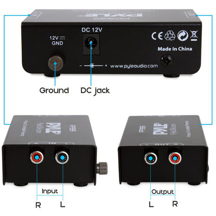 Pyle Pro PP999 Preamplificador Phono Línea Compacto Con Fuente