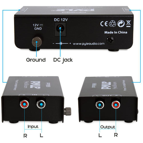 Pyle Pro PP999 Preamplificador Phono Línea Compacto Con Fuente