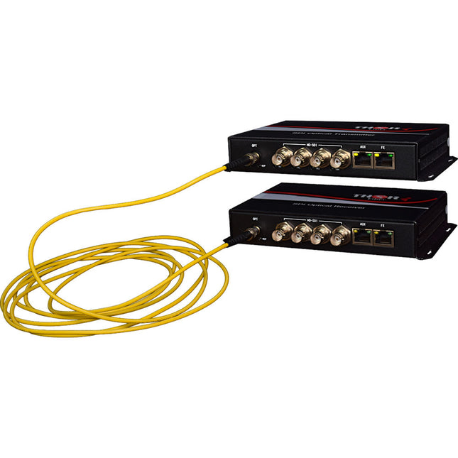 Thor F-M4SDI-ET-TXRX Transceptor de Fibra Única 4 HD-SDI Ethernet ST-PC