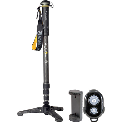 Vanguard VEO 2S CM-264TR Monopie de Fibra de Carbono 64" con Control Remoto Bluetooth y Soporte para Smartphone