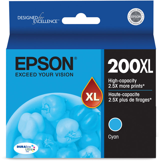 Cartucho de tinta Epson 200XL DURABright Cian alta capacidad para WorkForce y Expression Home