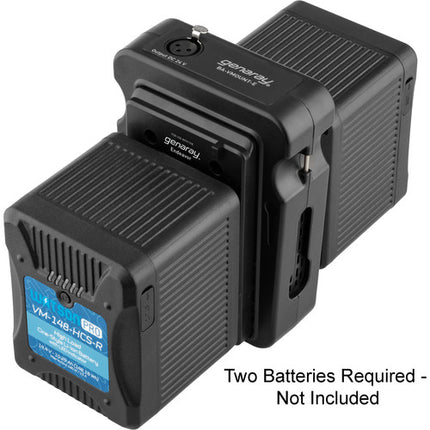 Genaray Dual V-Mount Adaptador Batería para Endeavor 150W LED con Correa y Cable XLR