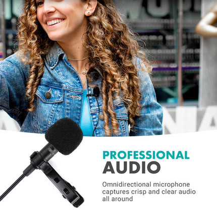 Movo Photo WMX-1 Sistema de Micrófono Lavalier Inalámbrico 2.4 GHz 6 Horas de Uso 200 Pies de Alcance