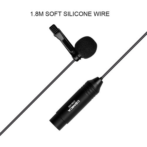 Comica Audio CVM-V02C Micrófono Lavalier Cardioide con Conector XLR Cable 1.8 m Pack Accesorios