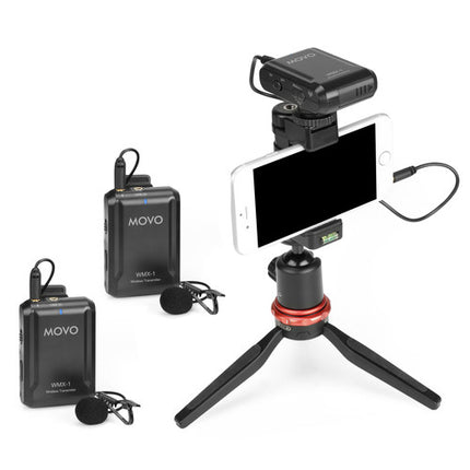 Movo Photo WMX-1-DUO Sistema de Micrófono Lavalier Inalámbrico 2 Personas 2.4 GHz 6 Horas de Uso 200 Pies Alcance