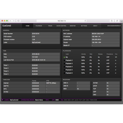 Visual Productions CueCore2 Controlador de Iluminación Arquitectónica Multi-Protocolo con Software Bundled