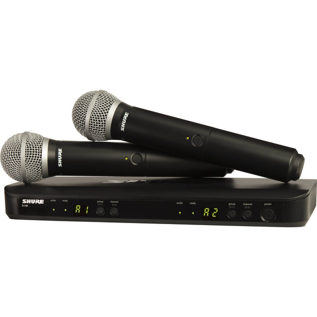 Shure BLX288 PG58 sistema inalámbrico doble micrófono 14 h batería 300 pies alcance