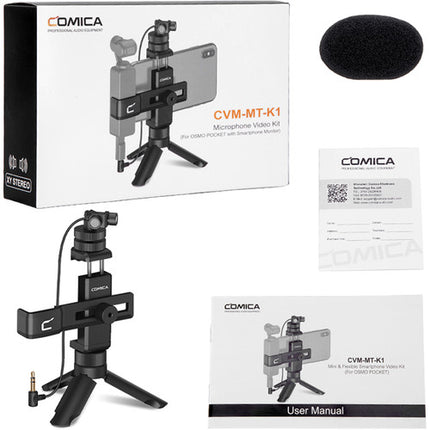 Comica Audio CVM-MT-K1 Micrófono Estéreo para Cámara Rotación 180° con Kit para Smartphone DJI Osmo Pocket