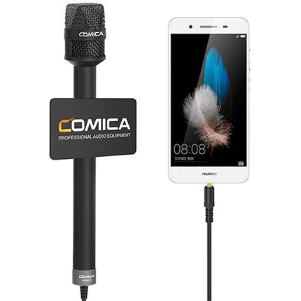 Comica Audio HRM-S Micrófono Cardioide de Mano para Smartphones con Cable de 11.5 pies y Mic Flag