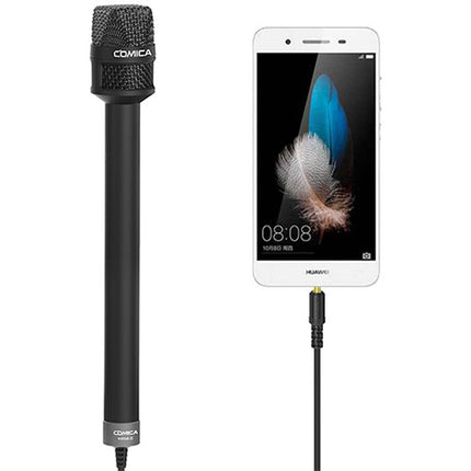 Comica Audio HRM-S Micrófono Cardioide de Mano para Smartphones con Cable de 11.5 pies y Mic Flag